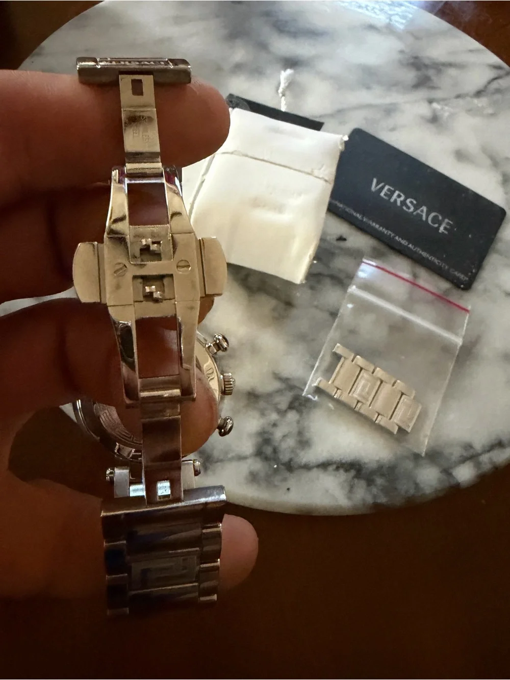 Versace Men’s Chronograph engraved band Watch sapphire and diamond